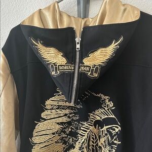 Robin's Jean Black and Gold Bomber Jacket size large